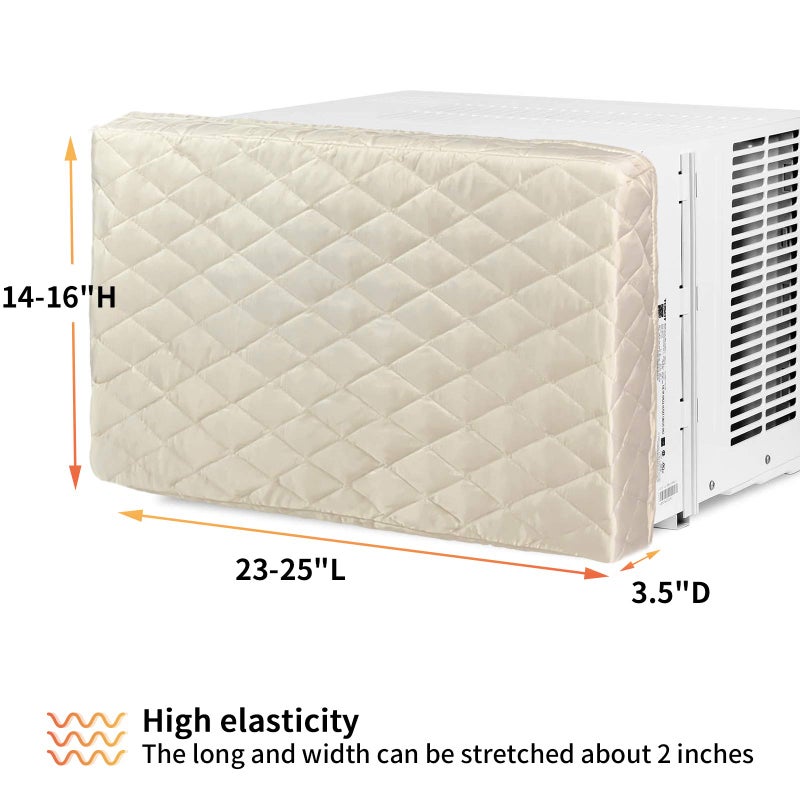 Homydom Air Conditioner Cover Inside, AC Unit Cover Double Insulation Defender, High Elasticity, Light Yellow M-25"x 16"x 3.5"(L x H x D) - Image 2